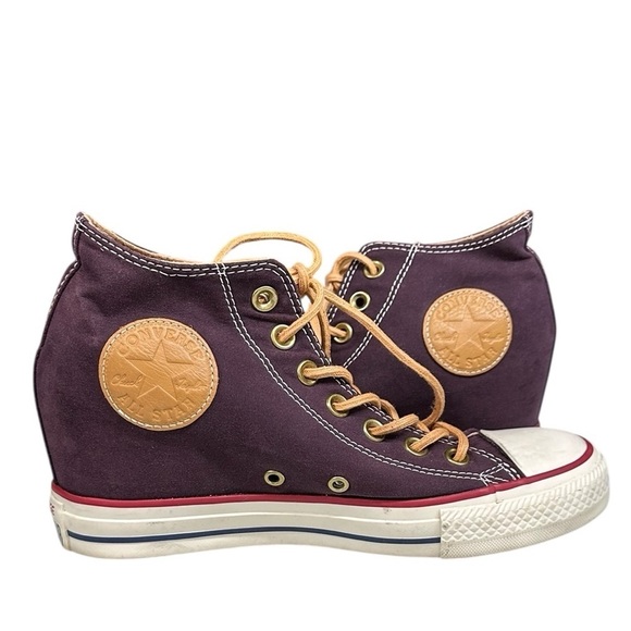 Converse Chuck Taylor Lux Mid Wedge Sneakers Sz 8 deep purple - Picture 1 of 7